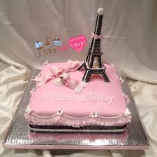 Tiffany Themed Cake Parisian Themed Pink Baby Shower Cake By Lil Mrs Cake Heart Pink Baby Shower Cake Baby Shower Cakes Parisian Baby Showers
