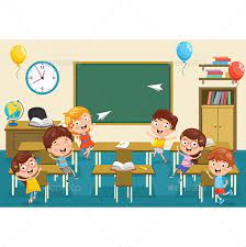 Vector Illustration Of Kids Classroom Kids Classroom Children Illustration Kids Playing