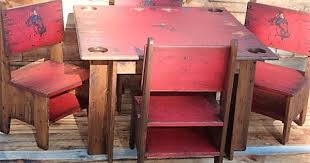 Kids Table And Chair Set In Rustic Red Your Western Decor Western Furniture Kids Table Chair Set Kid Table