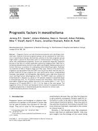 The pancreas is a bodily organ that few people think about. Pdf Prognostic Factors In Mesothelioma