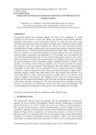 Pdf The Effects Of Delays In Road Construction Projects In Tripoli Libya