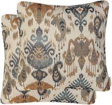 Amazon Com Mika Home Pack Of 2 Jacquard Damask Accent Throw Pillow Cases Cushion Covers For 20x20 Inserts Cream Gold Blue Home Kitchen