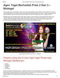 Agen Togel Berhadiah Prize 2 Dan 3 Niotogel By Niotogel Issuu
