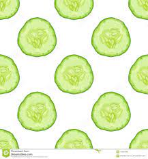 Vector Seamless Pattern Of Cucumber Slice On White Background Cucumber Seamless Patterns White Background