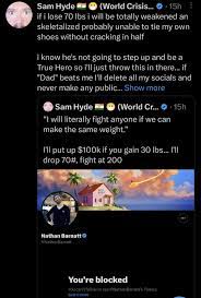 Josh on X: Lol Nathan Barnatt aka Dad deleted both of his twitters in  response to Sam Hyde challenging him to box for charity lol  t.coc1HuYoLicS  X