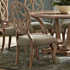 These pieces feature birch veneers and echoes of victorian design in soft, rounded shapes. Trisha Yearwood Home Collection By Klaussner Jasper County Relaxed Vintage Lattice Back Dining Side Chair With Upholstered Seat Wayside Furniture Dining Side Chairs