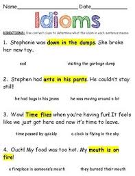 Idioms Worksheet Idioms Context Clues Context Clues Worksheets