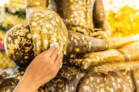 How to use gold leaf. Put Gold Leaf Onto The Buddha Statue To Gild Which People Use Stock Photo Picture And Royalty Free Image Image 64970497