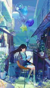 Ãã£ã On Twitter Gifver Aesthetic Backgrounds Anime Wallpaper Anime Art Girl Ringtone dark blue color haori sunscreen kimono. aesthetic backgrounds