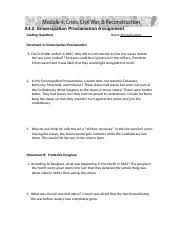 The emancipation proclamation is arguably one of the top ten most important documents in the history of the united states; M4a2 Emancipation Proclamation Answer Sheet Docx A4 2 Emancipation Proclamation Assignment Guiding Questions Name Document A Emancipation Proclamation Course Hero