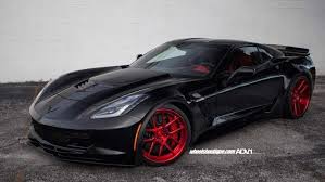 Pics Black Chevy Corvette Z06 On Red Adv 1 Wheels Chevy Corvette Z06 Black Corvette Corvette