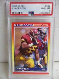 1990 Score Junior Seau Rc Psa Nm Mt 8 Football Card 302 Nfl Hof Sandiegochargers Junior Seau Football Cards Usc Trojans Football