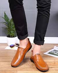 Red Brown Ornament Decorated Urban Slip On Shoe Loafer Mens Slip On Loafers Dress Shoes Men Brown Leather Shoes