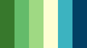 A bright, sunny color palette incorporating green, blue, and yellow. Green Blue With Cream Color Scheme Blue Schemecolor Com