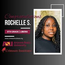 Congratulations, Rochelle Amour Sendolo!!🎉 Crimson Institute is thrilled  to celebrate the incredible achievement of our 9th-grade student at  Heritage International Leadership Academy-HILA, Rochelle Sendolo who scored  over 1020