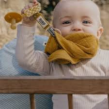 Lant pentru suzeta BIBS Paci Braid, 100% bumbac organic, Mustard