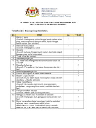 Ng (2005), yang diadaptasi daripada panduan mengatasi masalah. Soal Selidik Punca Ketidakhadiran Murid Ke Sekolah