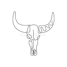 Continues Line Drawing Of Bull Head Vector Illustration Cowboy Tattoos Bull Tattoos Bull Skull Tattoos