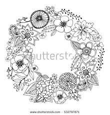 Black And White Wreath Images Vector Circle Frame Black And White Wreath Made Of Flowers Circle Decoration Wreath Illustration Made Of Flow Wreath Illustration Circle Frames White Wreath
