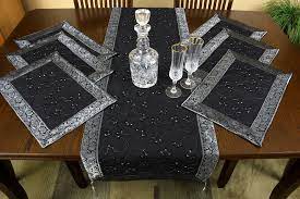 Check spelling or type a new query. Have A Champagne Toast Over This Mystic Black Table Placemat Set Elegant Hand Embroidered I Table Runner And Placemats Pattern Placemats Unique Table Runners