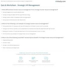 Quiz Worksheet Strategic Hr Management Study Com