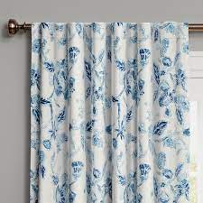 You'll love the soothing tones our blue floral curtains. Stamped Floral Blackout Curtain Threshold Target