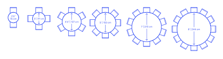 Round tables tend to occupy more floor space. Circle Round Table Sizes Dimensions Drawings Dimensions Com