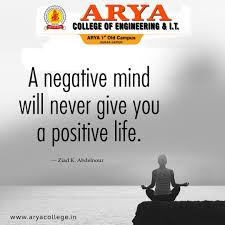 A Negative Mind Will Never Give You A Positive Life In Hindi Ziad K Abdelnour Motivation Quotes For Students Arya College Friday Motivation Positive Life Quotes For Students