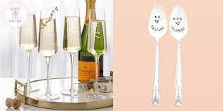 Featured in this basket are wine glasses, towels and the brides favorite wine. 30 Bridal Shower Gift Ideas For The Bride Best Wedding Shower Gifts