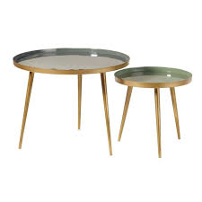 tables gigognes en metal vert et dore maisons du monde tables gigognes tables basses dorees amenagement de piece