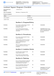 Visit us at xo safety. Lockout Tagout Program Audit Checklist Free And Editable Checklist