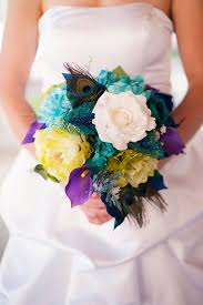 53 awesome peacock wedding ideas. Diy Colorful Peacock Themed Bridal Bouquet