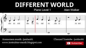 Different World Tutorial Not Balok Nada Piano Grade 1 Easy Not Lagu Pop Instrumental Youtube