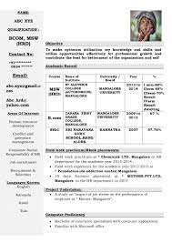 Sample resume format bcom freshers job resumed. Freshers Cv Format 2