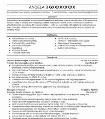 Senior General Ledger Accountant Resume Example Frontier