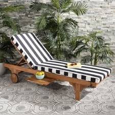 Safavieh Newport Natural Wood Stationary Chaise Lounge Chair S With Black And White Stripes Cushioned Seat Lowes Com Lounge Chair Outdoor Outdoor Chaise Lounge Chair Modern Chaise Lounge Chairs