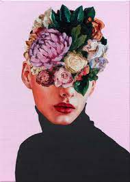 Flower Face Face Artwork Crown Drawing Portraiture Painting