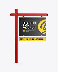 Matte Realtor Sign Mockup Front View In Outdoor Advertising Mockups On Yellow Images Object Mockups Sign Mockup Realtor Signs Outdoor Advertising Mockup