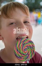 Close up of bright swirl lollipop