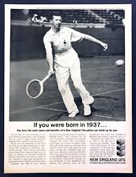 1963 Grand Slam Tennis Champion Don Budge photo New England Life promo  print ad