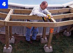 If you want to blend your above ground pool in stack the straw bales around the sides to approximately halfway up the above ground pool's height to use as a decoration and partial step into the pool.2 x. How To Build A Pool Deck Above Ground Pool Deck Plans