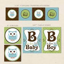 Planning an owl themed baby shower just got so much cuter! Owl Boy Printable Baby Shower Decorations Lil Sprout Greetings