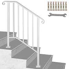 Stainless steel cable assembly kit for cable railing system. Vevor Handrail Picket 2 Fits 2 Or 3 Steps Matte White Stair Rail Wrought Iron Handrail With Installation Kit Hand Rails For Outdoor Indoor Steps Walmart Com Walmart Com