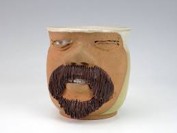 1979 Leishman Pottery Face Mug Winking Bearded Man Early Mike & Connie  Leishman Handmade Pottery Canadian Studio Art Pottery Folk Art