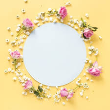 Circular Blank Frame Surrounded With Flowers On Yellow Surface In 2020 Floral Border Design Flower Background Wallpaper Floral Poster