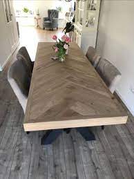 industriele eikenhouten visgraat tafel eetkamer ontwerp modern keukenontwerp eiken tafel