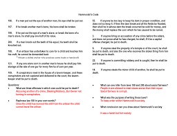 Murabi,, code of hammurabi activity, hammurabis code of law, 1 code of laws a few of the 282 laws and the epilogue, primary source activity this worksheet gives your students a chance to respond to the code of hammurabi, one of the most ancient codes of law ever uncovered by archaeologists. Hammurabi Code Answer Key