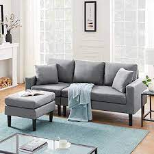 Contemporary sectionals for small spaces from modern furniture warehouse. Sleerway Sectional Couch With Ottoman Convertible Sofa Set For Living Room Modern Linen Fabric L Shape Couch With Revers Polsterhocker Chaiselongue Sitzbezug