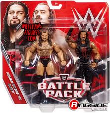 Reigns has a determined headscan, accurate tattoos and his symbol with a superman punch design in red on the front of his ring top. Rusev Roman Reigns Wwe Battle Packs 47 Wwe Toy Wrestling Action Figures By Mattel