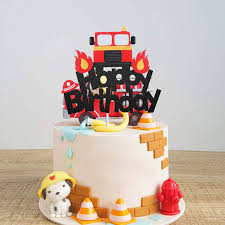 Buy Fire Truck Happy Birthday Cake Topper Perfect For Baby Shower Firefighter Fireman Birthday Party Decorations Online In Usa B085fwby86